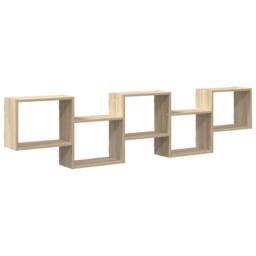 Berkfield Home Wall Cube Shelf 5 Compartments Sonoma Oak Engineered Wood in Brown - thumbnail 2