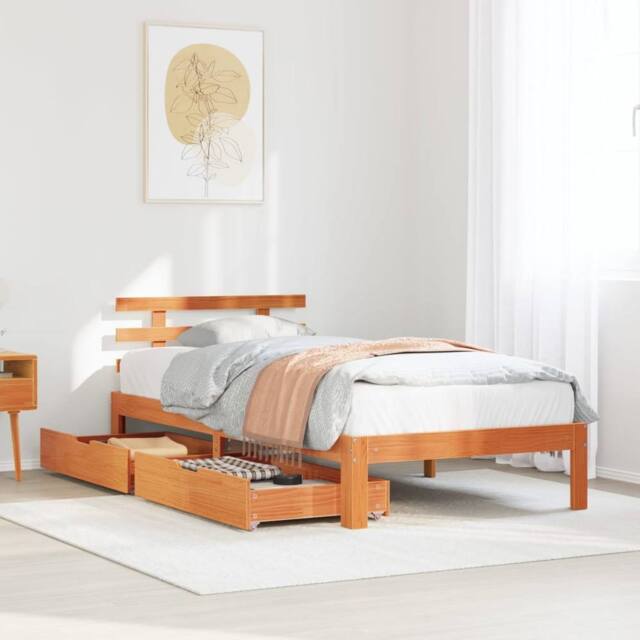 Berkfield Home Bed Frame with Drawers without Mattress Wax Brown 100x200 cm - image 1