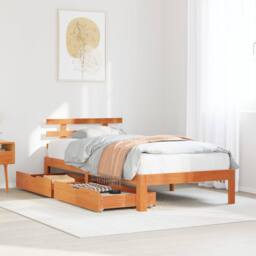 Berkfield Home Bed Frame with Drawers without Mattress Wax Brown 100x200 cm - thumbnail 1