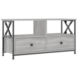 Berkfield Home TV Cabinet Grey Sonoma 90x33x45 cm Engineered Wood&Iron - Size: 90 x 33 x 45 cm - thumbnail 1