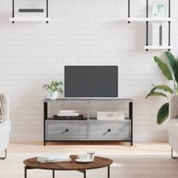 Berkfield Home TV Cabinet Grey Sonoma 90x33x45 cm Engineered Wood&Iron - Size: 90 x 33 x 45 cm - thumbnail 2