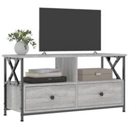 Berkfield Home TV Cabinet Grey Sonoma 90x33x45 cm Engineered Wood&Iron - Size: 90 x 33 x 45 cm - thumbnail 3