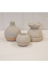KDMD Taupe Ceramic Glazed Tealight Holder With Unglazed Design - thumbnail 2