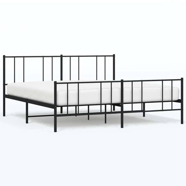 Berkfield Home Metal Bed Frame with Headboard & Footboard Black 193x203 cm - image 1