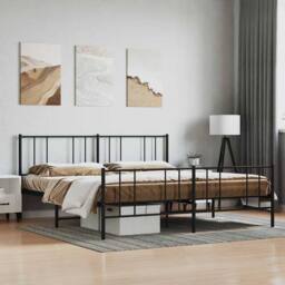 Berkfield Home Metal Bed Frame with Headboard & Footboard Black 193x203 cm - thumbnail 2