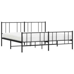 Berkfield Home Metal Bed Frame with Headboard & Footboard Black 193x203 cm - thumbnail 5