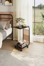 C Shape Side Table Equipped with Storage Bag in Black - thumbnail 1