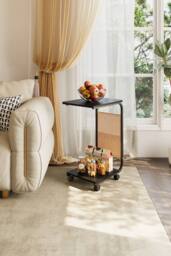 C Shape Side Table Equipped with Storage Bag in Black - thumbnail 3