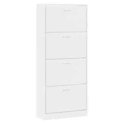 Berkfield Home Shoe Cabinet High Gloss White 63x24x147 cm Engineered Wood - Size: 63 x 24 x 147 cm - thumbnail 3