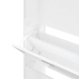 Berkfield Home Shoe Cabinet High Gloss White 63x24x147 cm Engineered Wood - Size: 63 x 24 x 147 cm - thumbnail 6