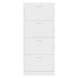 Berkfield Home Shoe Cabinet High Gloss White 63x24x147 cm Engineered Wood - Size: 63 x 24 x 147 cm - thumbnail 4