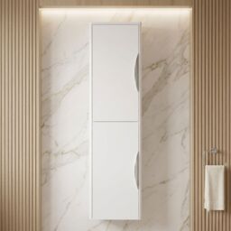 Balterley Wall Hung Tall Bathroom Storage Unit 1399 x 356 x 253mm - Gloss White - thumbnail 8