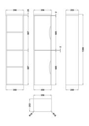 Balterley Wall Hung Tall Bathroom Storage Unit 1399 x 356 x 253mm - Gloss White - thumbnail 7