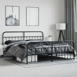 Berkfield Home Metal Bed Frame with Headboard & Footboard Black 200x200 cm - thumbnail 4