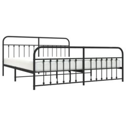 Berkfield Home Metal Bed Frame with Headboard & Footboard Black 200x200 cm - thumbnail 3