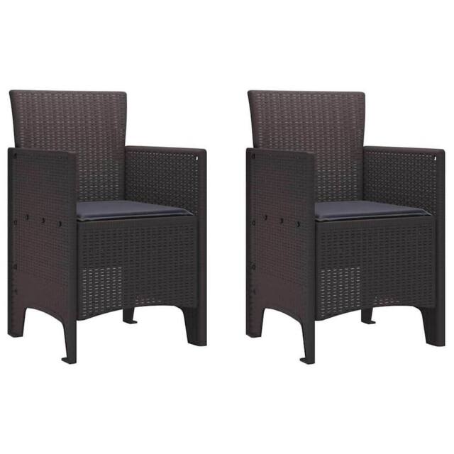 Berkfield Home Garden Chair Set of 2 Brown, Anthracite Plastic, Cushions in Brown - image 1