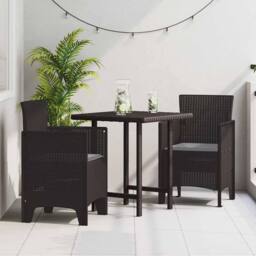 Berkfield Home Garden Chair Set of 2 Brown, Anthracite Plastic, Cushions in Brown - thumbnail 2