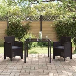 Berkfield Home Garden Chair Set of 2 Brown, Anthracite Plastic, Cushions in Brown - thumbnail 3