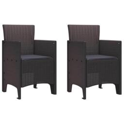 Berkfield Home Garden Chair Set of 2 Brown, Anthracite Plastic, Cushions in Brown - thumbnail 1
