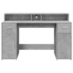 Berkfield Home Soft Desk with LED Lights Concrete Grey 140x55x91 cm Engineered Wood - Size: 140 x 55 x 91 cm - thumbnail 6
