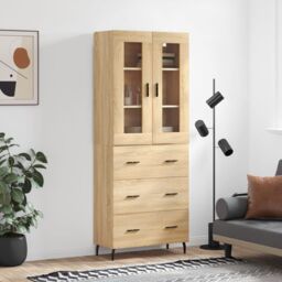 Berkfield Home Highboard Sonoma Oak 69.5x34x180 cm Engineered Wood in Brown