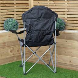 Samuel Alexander Luxury Padded High Back Outdoor Folding Chair with Cupholder in Black - thumbnail 7