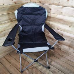 Samuel Alexander Luxury Padded High Back Outdoor Folding Chair with Cupholder in Black - thumbnail 1