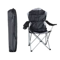 Samuel Alexander Luxury Padded High Back Outdoor Folding Chair with Cupholder in Black - thumbnail 9