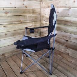 Samuel Alexander Luxury Padded High Back Outdoor Folding Chair with Cupholder in Black - thumbnail 3