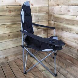 Samuel Alexander Luxury Padded High Back Outdoor Folding Chair with Cupholder in Black - thumbnail 6