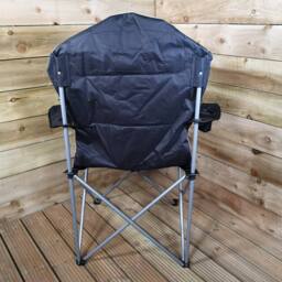 Samuel Alexander Luxury Padded High Back Outdoor Folding Chair with Cupholder in Black - thumbnail 4