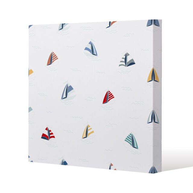 Benjamin Tate Design Striped Sailboats (Canvas Print) / 61 x 61 x 4cm in Natural - Size: 61 x 61 x 4 cm - image 1