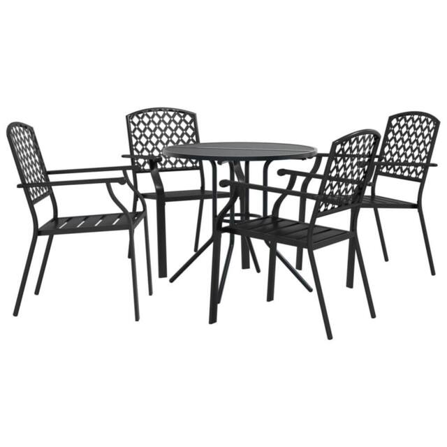 Berkfield Home Stackable Garden Chair Set 5 pcs Anthracite Powder-coated Steel in Black - image 1