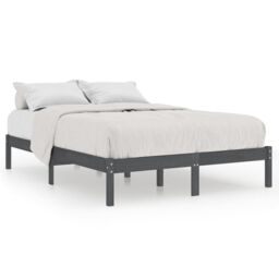 Berkfield Home Bed Frame Grey Solid Wood Pine 200x200 cm - thumbnail 2