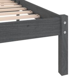 Berkfield Home Bed Frame Grey Solid Wood Pine 200x200 cm - thumbnail 6