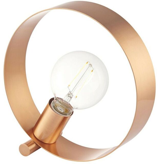 Loops Modern Sleek Table Lamp Light Brushed Copper Metal Hoop Shade Industrial Chic - image 1