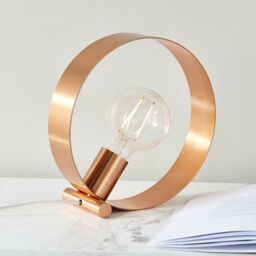 Loops Modern Sleek Table Lamp Light Brushed Copper Metal Hoop Shade Industrial Chic - thumbnail 5