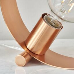 Loops Modern Sleek Table Lamp Light Brushed Copper Metal Hoop Shade Industrial Chic - thumbnail 4