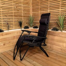 Samuel Alexander Luxury Padded Multi Position Zero Gravity Garden Relaxer Chair Lounger in All Black - thumbnail 3