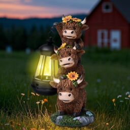 Obasyhig Style 1 Outdoor Solar Calf Sculpture Pendant Light in Brown - thumbnail 1