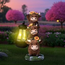 Obasyhig Style 1 Outdoor Solar Calf Sculpture Pendant Light in Brown - thumbnail 3