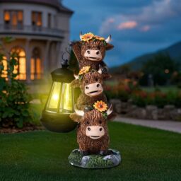 Obasyhig Style 1 Outdoor Solar Calf Sculpture Pendant Light in Brown - thumbnail 4