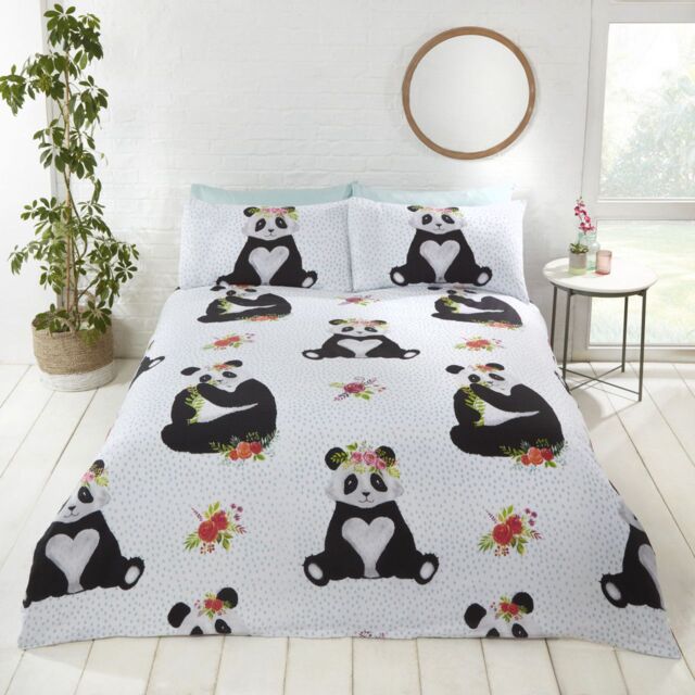 Rapport Home Pandas Polycotton Duvet Cover Set with Pillowcase in White - Size: Single - image 1