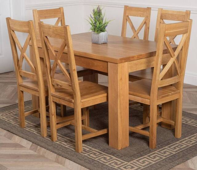 Thats Furniture Dakot 127 x 82cm Oak Small Dining Table & 6 Berkeley Chairs in Brown - Size: 127 x 82 cm - image 1