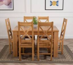 Thats Furniture Dakot 127 x 82cm Oak Small Dining Table & 6 Berkeley Chairs in Brown - Size: 127 x 82 cm - thumbnail 2