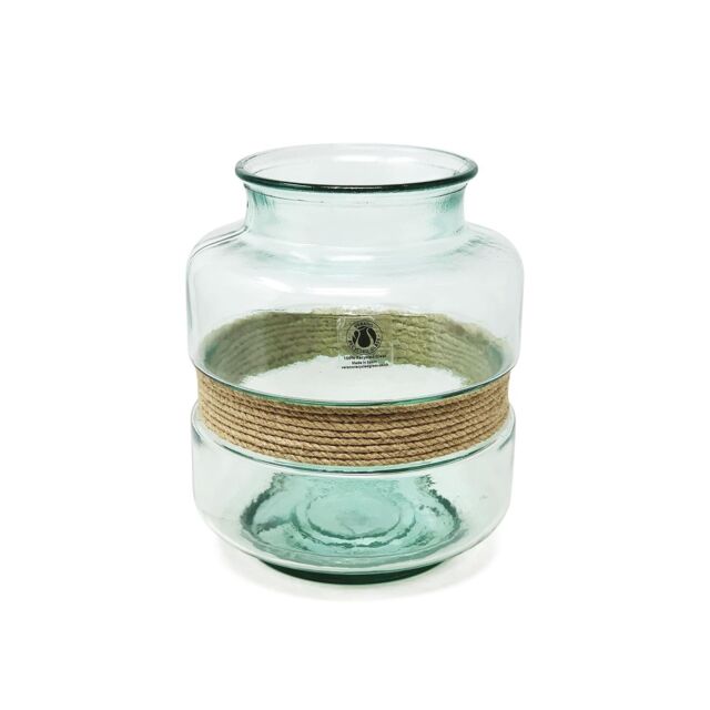 Verano Spanish Ceramics Glass Hemp Clear Home Décor Small Rounded Aba Vase (H) 25cm - image 1