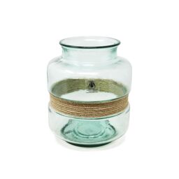 Verano Spanish Ceramics Glass Hemp Clear Home Décor Small Rounded Aba Vase (H) 25cm - thumbnail 1