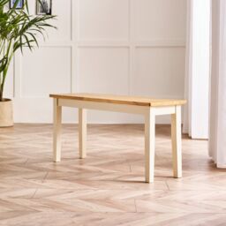 FurnitureboxUK Tenby Small Cream & Oak Coloured Wooden Dining Bench in Light Oak