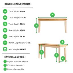 FurnitureboxUK Tenby Small Cream & Oak Coloured Wooden Dining Bench in Light Oak - thumbnail 6
