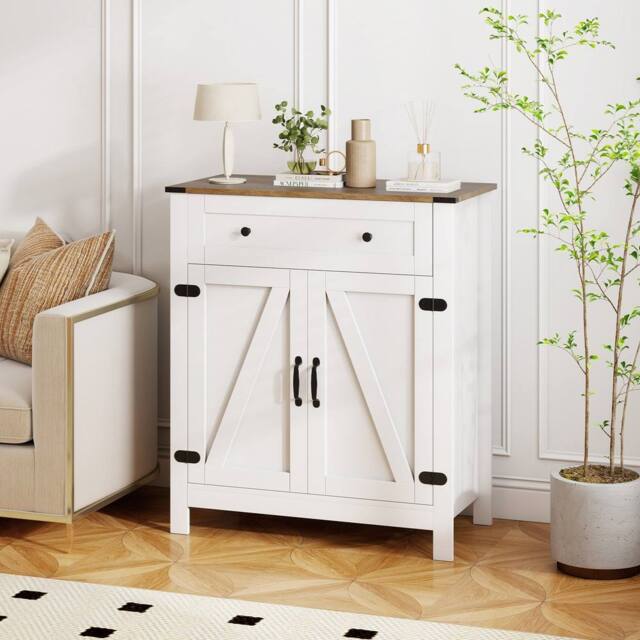 Costway Wooden Sideboard Buffet Cabinet Kitchen Pantry Storage Cabinetw/Drawer in White - image 1